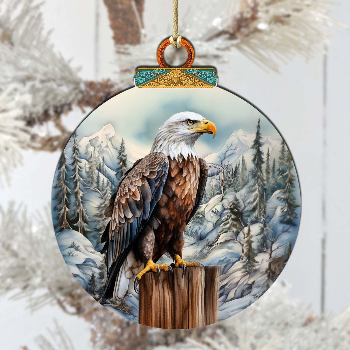 Bald Eagle in Alaska Wooden Ornaments by G.Debrekht - Wildlife Holiday Decor - 870061
