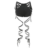 Backless Strappy Hooded Shorts Set