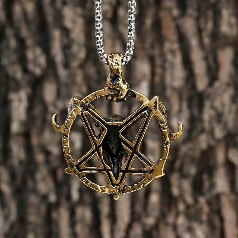 Colgante de acero inoxidable con cabeza de cabra de Baphomet y Satanás