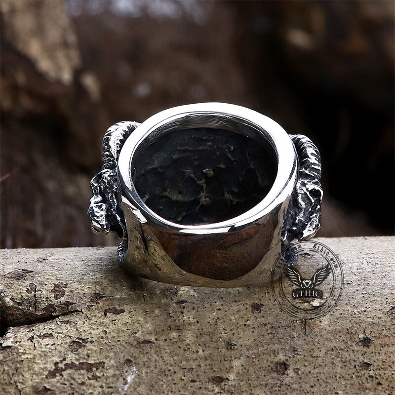 Anillo de ocultismo de acero inoxidable con sello de Baphomet