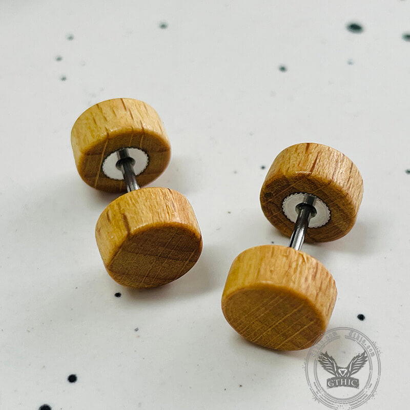 Pendientes de madera natural con forma de barra