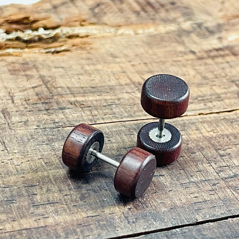 Pendientes de madera natural con forma de barra