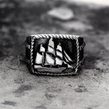 Barque Sailing Ship Stainless Steel Marine Ring