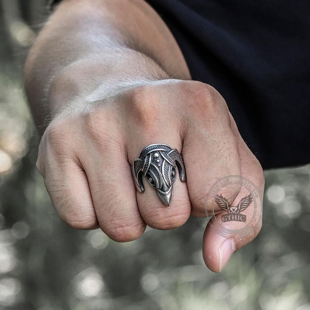 Anillo vikingo de acero inoxidable Battle Raven