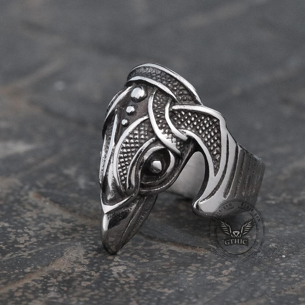 Anillo vikingo de acero inoxidable Battle Raven