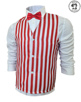 Adults Red & White Striped Vest