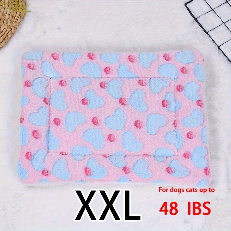 Manta rectangular para mascotas, resistente a la suciedad y para todas las estaciones - Cómoda cama con estampado de pata de perro y corazón (1 unidad)