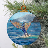Iridescent Humpback's Tail Wooden Ornaments by G.Debrekht - Wildlife Holiday Decor - 870043