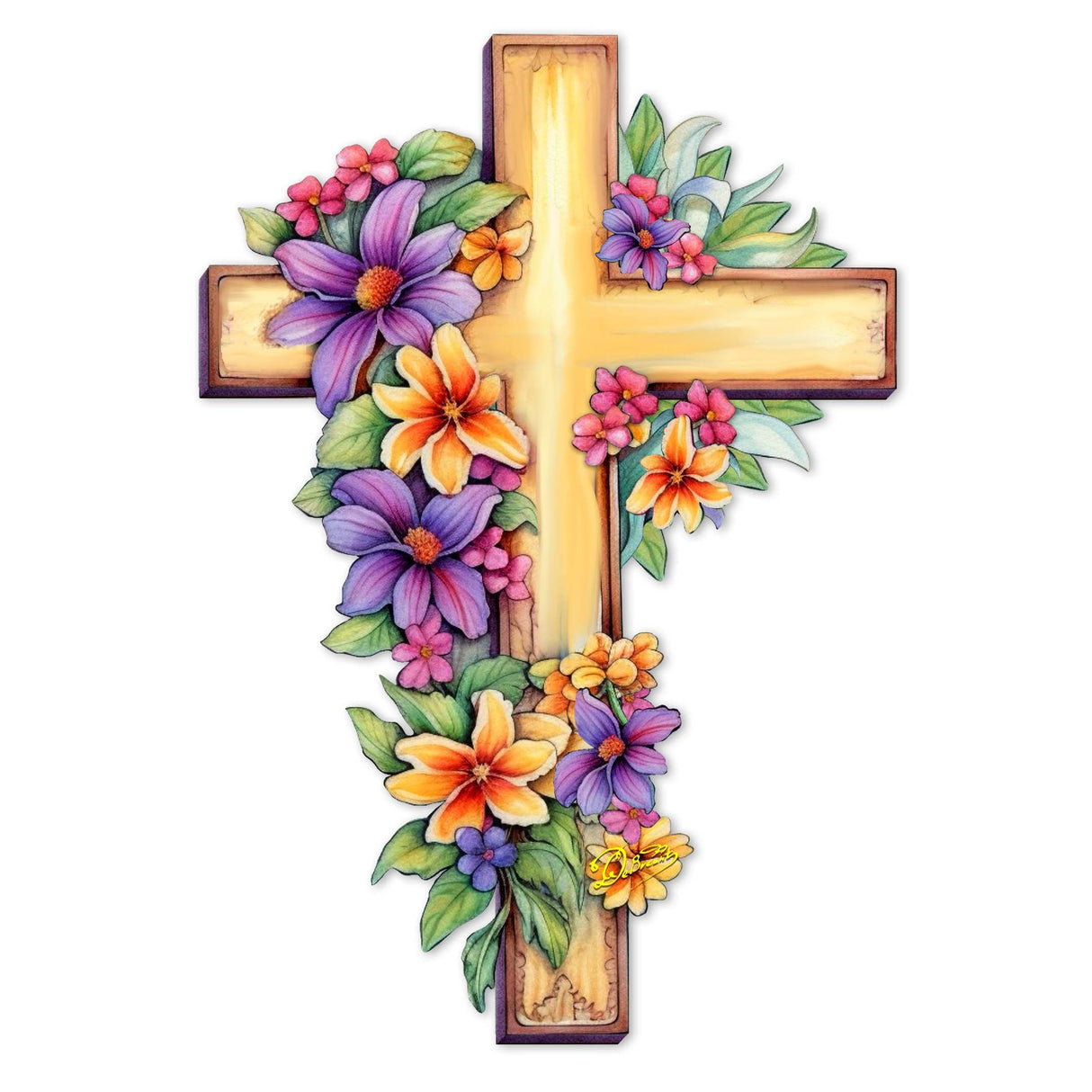 Garden Serenity Cross Holiday Door Decor by G. Debrekht - Easter Spring Decor - 8688168H