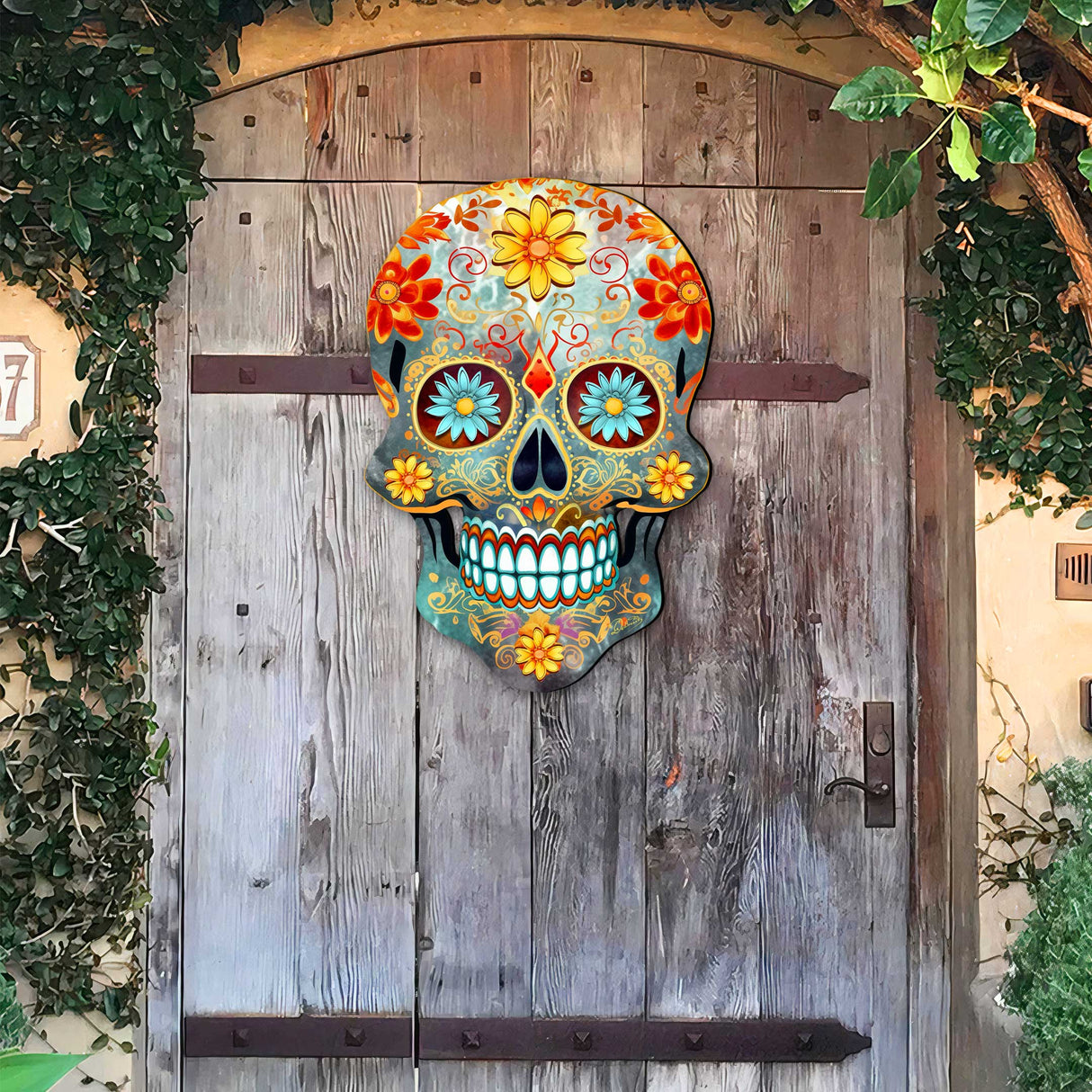 Decoración navideña de calavera de azúcar para puerta de G. DeBrekht - Decoración de Halloween - 8652793H
