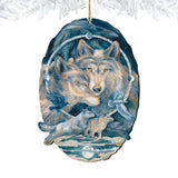 In Spirit I Am Free Wolves Ravens Wooden Ornaments by J. Bergsma - Wildlife Holiday Decor - 8591723-JB