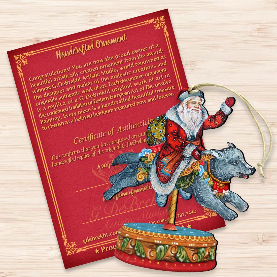 Carousel Wolf Christmas Wooden Ornaments by G. DeBrekht - Carousel Holiday Decor - 8114049