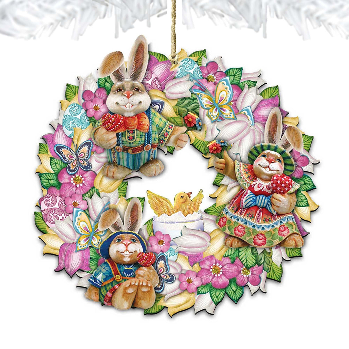 Easter Family Wreath Wooden Ornaments by G. DeBrekht - Easter Spring Decor - 8185301-3