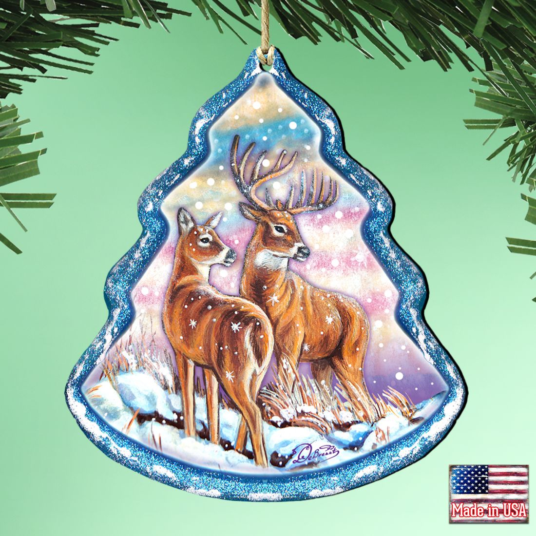 Adornos de madera con forma de reno de G. DeBrekht - Decoración navideña con temática de vida silvestre - 8176229