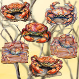 Crabs of the Wild Decorative Wooden Clip-on Ornaments Set of 6 by G. Debrekht - Wildlife Decor - 8090121C-S6