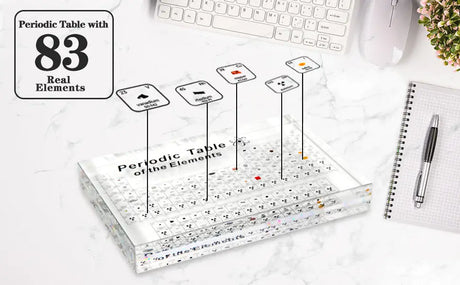 Periodic Table With 83 Kinds Of Real Elements Inside, Acrylic Periodic Table Of Elements Samples, Easy To Read, Creative Gifts For Science Lovers And Students - Lootquake