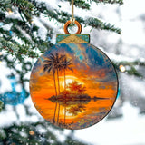 Coastal Christmas Decor - Ocean Sunset Wooden Ornaments by G. DeBrekht Coastal Holiday Decor - 8688171