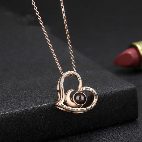 Women's S925 Sterling Silver Heart Shaped Moon Necklace - Lootquake