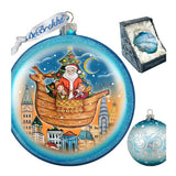 Christmas Arrival Glass Ornament by G. DeBrekht - Christmas Santa Snowman Decor - 744-032B
