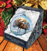 In the Heart of the Forest - Moose Medallion Glass Ornament by G. Debrekht - Wildlife Holiday Decor - 73383