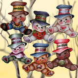 Big Hat Brigade Decorative Wooden Clip-on Ornaments Set of 6 by Jamie Mills-Price - Christmas Santa Snowman Decor - 8090046C-MP-S6