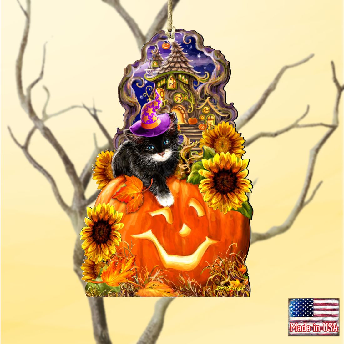 Halloween Kitten Wooden Ornaments by Gelsinger - Thanksgiving Halloween Decor - 8461066-DG