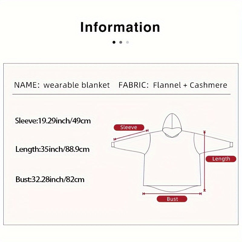1pc Wearable Blanket Hoodie, Oversized Sherpa Hooded As Birthday Gifts For Mom Women Girlfriend Men, Cozy Sweatshirt With Giant Pocket