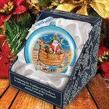 Christmas Arrival Glass Ornament by G. DeBrekht - Christmas Santa Snowman Decor - 744-032B