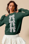 SO ME Sequins Bow Ribbon Embellished Christmas Sweater