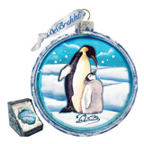Penguin Pals Cut Ball Glass Ornament by G. DeBrekht - Wildlife Holiday Decor - 764-001