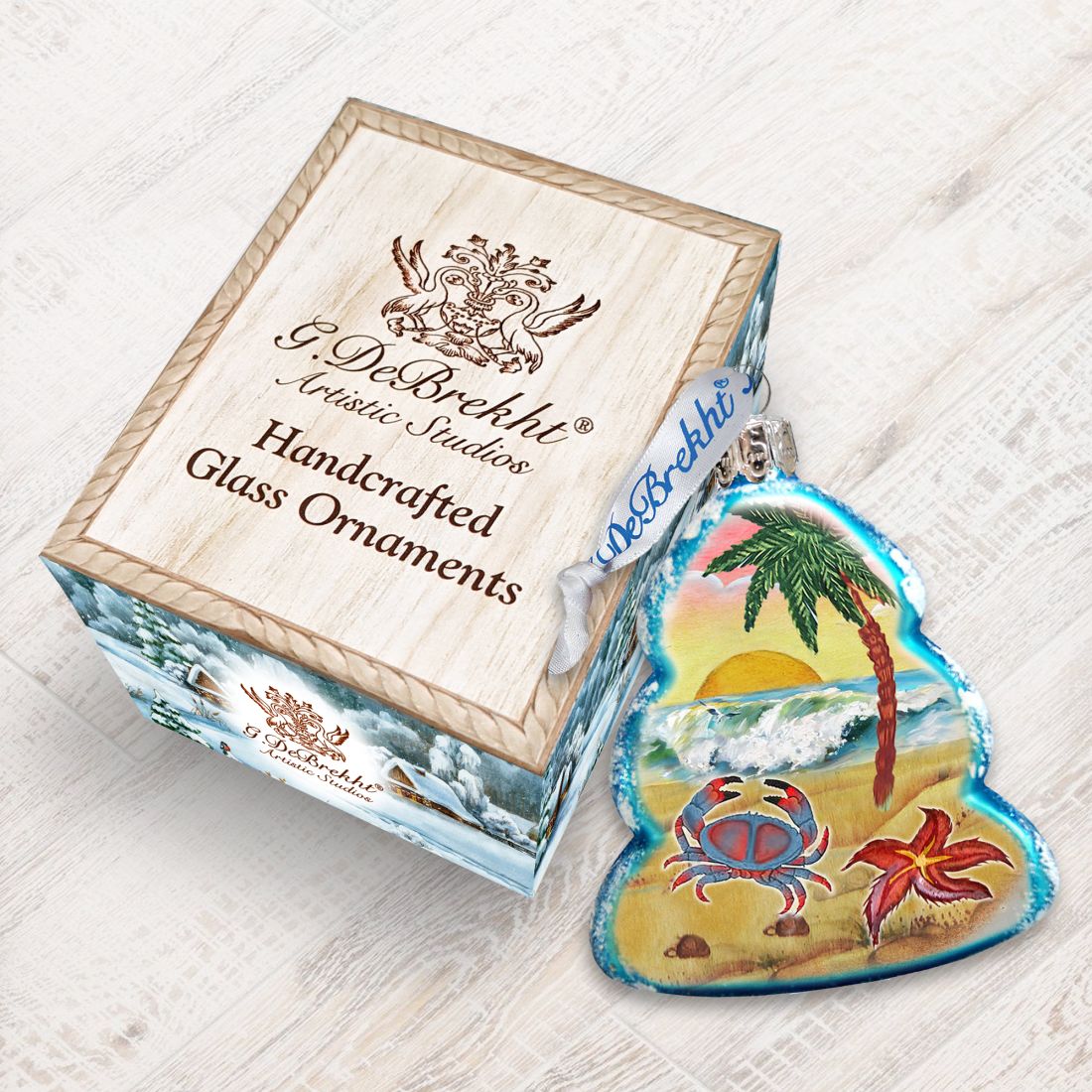 Tree Crab Mercury Glass Ornament by G. DeBrekht - Coastal Holiday Decor - 776277