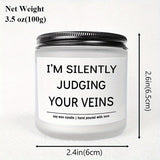 5.3oz Soy Wax Scented Candle with Inspirational Message - "I'm Silent Judging Your Veins for Loving You" - Perfect Appreciation Gift for Nurses, Nursing Students, and Loved Ones on Birthdays, Graduations, or Nurse's Day, Nurs