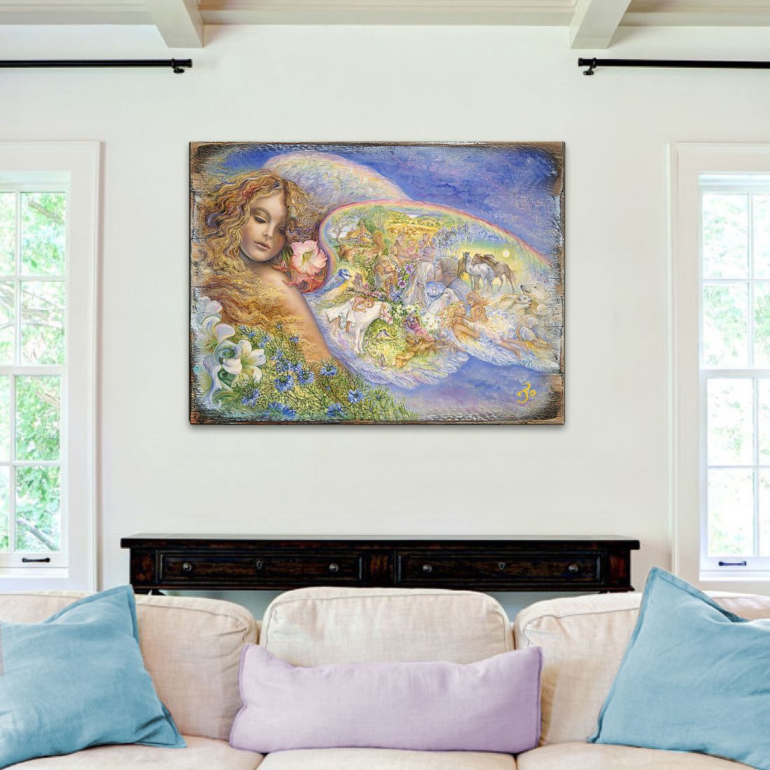 Arte de pared de madera "Alas de Amor" de Josephine Wall - Decoración de fantasía - 852153-JW