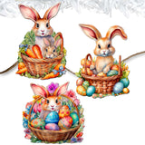 Eggs and Bunnies Decorative Wooden Clip-on Ornaments Set of 3 by G. Debrekht - Easter Decor - 8091057C-S3