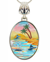 Calm Palms Silver Plated Mother of Pearl Jewelry Pendant Necklace - 44048