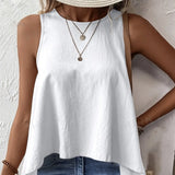 Women's Solid Color Sleeveless Casual Irregular Vest Top - Lootquake