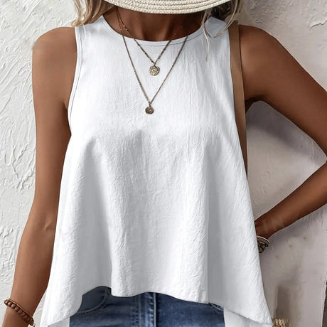 Women's Solid Color Sleeveless Casual Irregular Vest Top - Lootquake