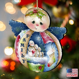 Family Snowman Wooden Ornaments by Jamie Mills-Price - Christmas Santa Snowman Decor - 8457504
