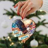 Adornos de madera con forma de corazón de águila patriótica "Dios bendiga a Estados Unidos" de G.Debrekht, decoración navideña estadounidense - 8652789