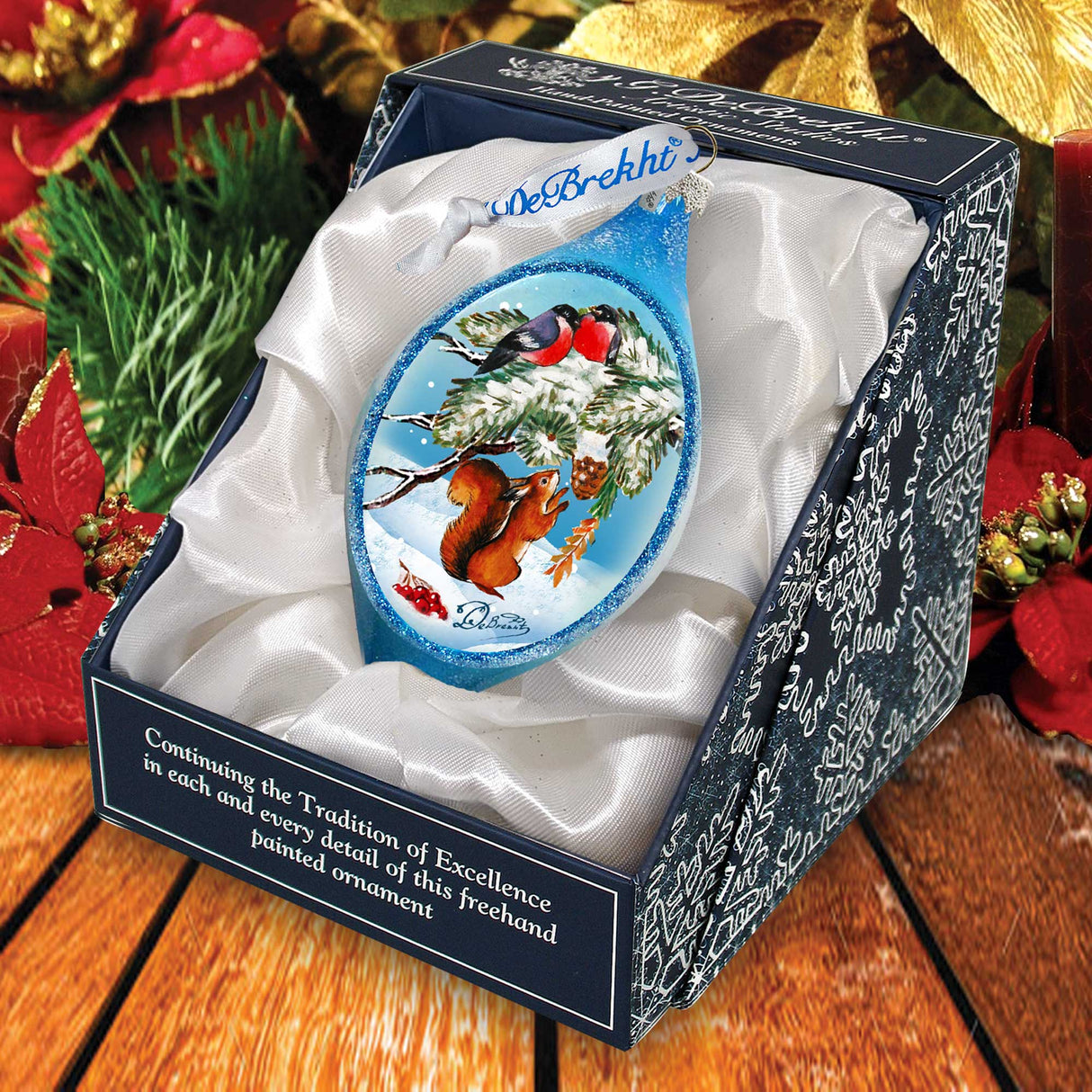 Adorno de cristal con forma de bola de ardilla y pájaros de G. DeBrekht - 73451