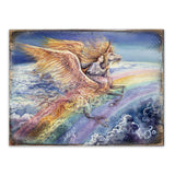 Flight to Aquarius Fantasy Wooden Wall Art by Josephine Wall - Fantasy Decor - 852116-JW