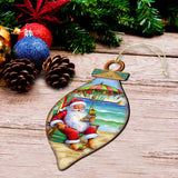 Beach Themed Ornaments - Santa on the Beach Wooden Ornaments by G.Debrekht Coastal Holiday Decor - 8688308