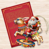 Adornos de madera de Papá Noel en carrusel de conejos de G. Debrekht, decoración navideña de Papá Noel y muñeco de nieve - 8611067