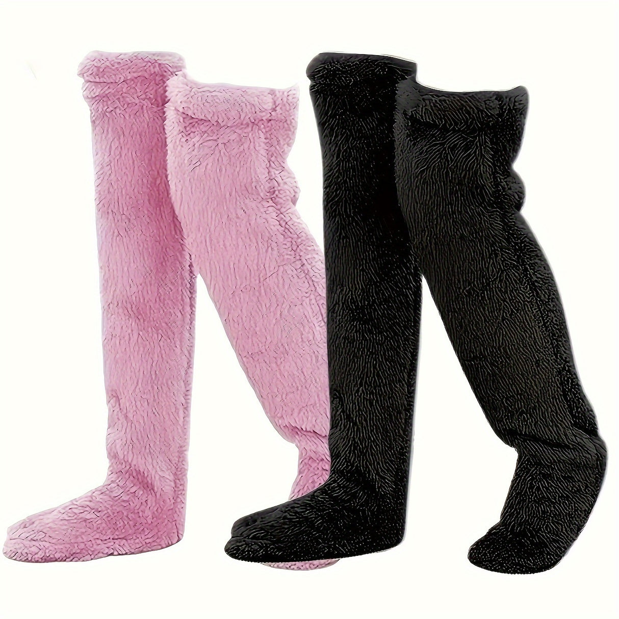 Calcetines afelpados hasta el muslo para parejas: medias de punto cálidas y duraderas por encima de la rodilla, de fácil cuidado.