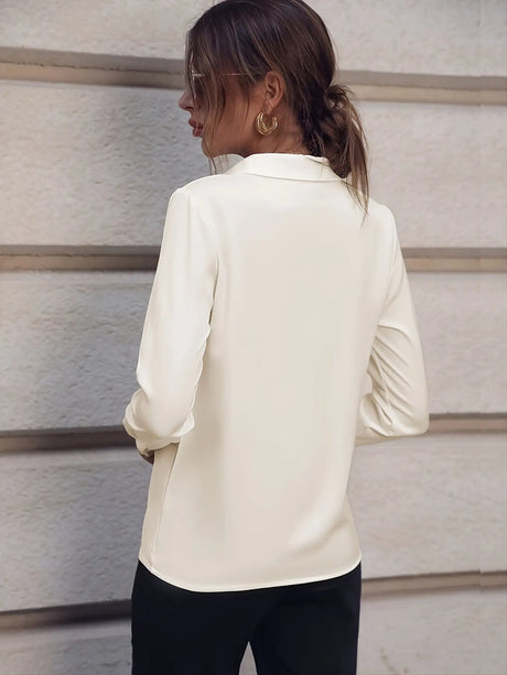 Fashionable Elegant Business Style Long Sleeve Shirt With Pearl Button - Lootquake