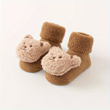 3 pares de calcetines de invierno ultrasuaves con adorables diseños de osos: cómodos, antideslizantes y cálidos para bebés y niñas. ¡Un conjunto perfecto para niños pequeños!