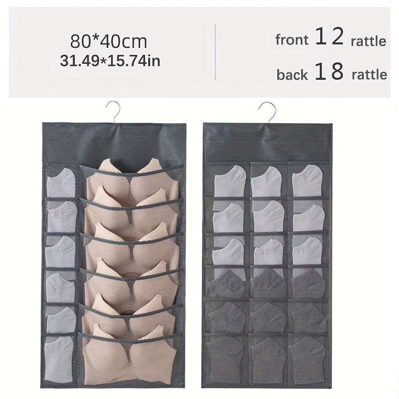 Sac de rangement pour sous-vêtements double face - Solution de rangement polyvalente pour lingerie et chaussettes, design compact et adapté aux voyages, avec fonction d'accrochage facile