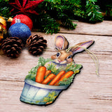 Bunny with Basket of Carrots Wooden Ornaments by G. DeBrekht Easter Spring Decor - 8652769