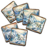 Polar Bear Wooden Cork Placemat and Coasters Gift Set of 7 by Nature Wonders Nature Wildlife Decor  - 85404C-S7