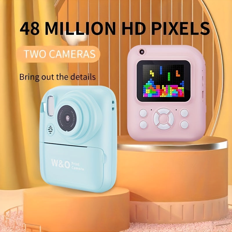 1080P FHD Screen Instant Print Digital Camera - With 3 Rolls Of Paper, 32G TF Card And Card Reader, Puzzle Games, 2.4 Inch Compact And Portable Design Outdoor Photography, Prefect Gift For Halloween Christmas And Thanksgiving